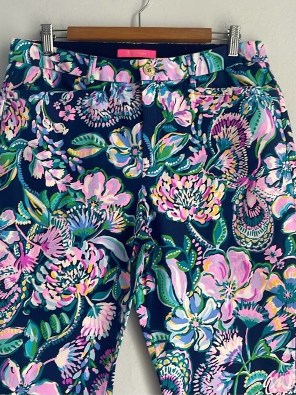 NWOT Lilly Pulitzer Kelly High Tide Navy She's Got Sol flat front pants sz 14